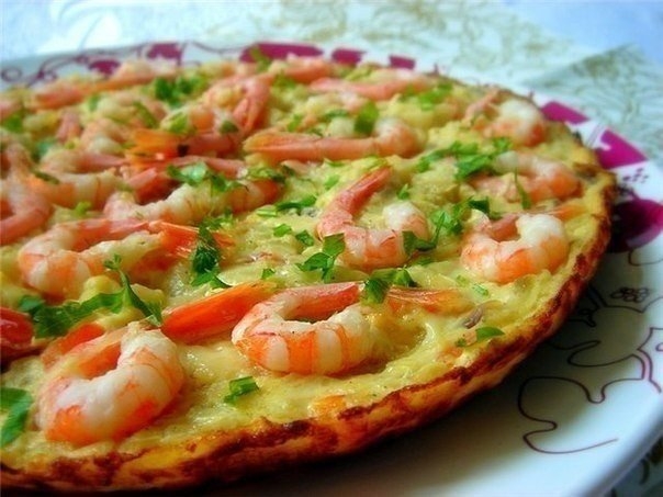 Испанская tortilla с креветками и цуккини Испанская tortilla с креветками и цуккини